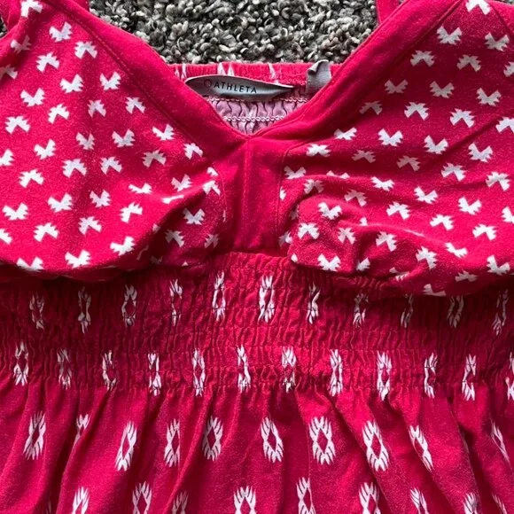Athleta Dress Womens Large Red & White Mini Boho Dress Spaghetti Strap Festival - Picture 4 of 7